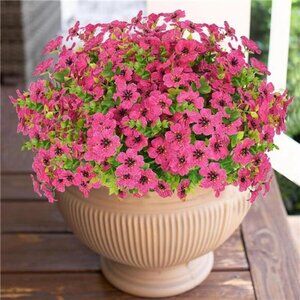 Flowers for Outdoors, 9 Bundles Artificial‎ Plants & Flowers Outdoor, (Rose Red)